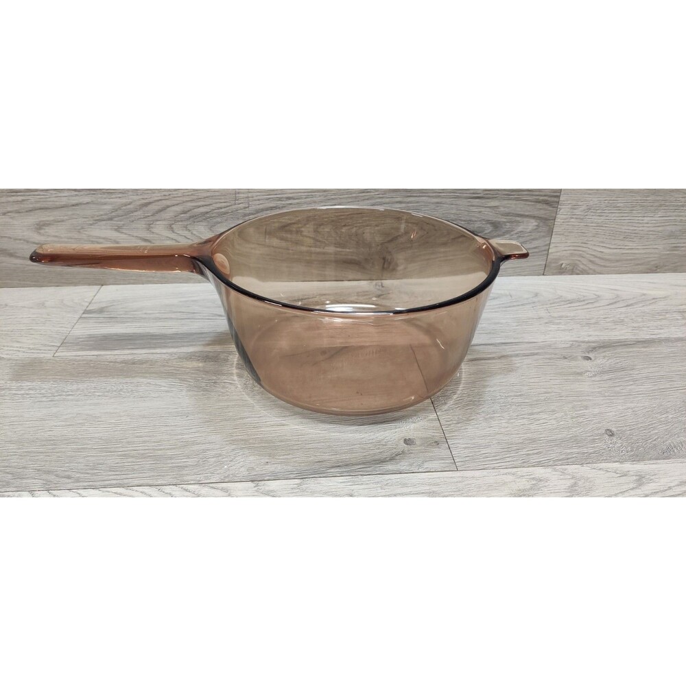 Vintage Vision Corning Amber Glass Saucepan Pot 2.5L Cookware USA No Lid
